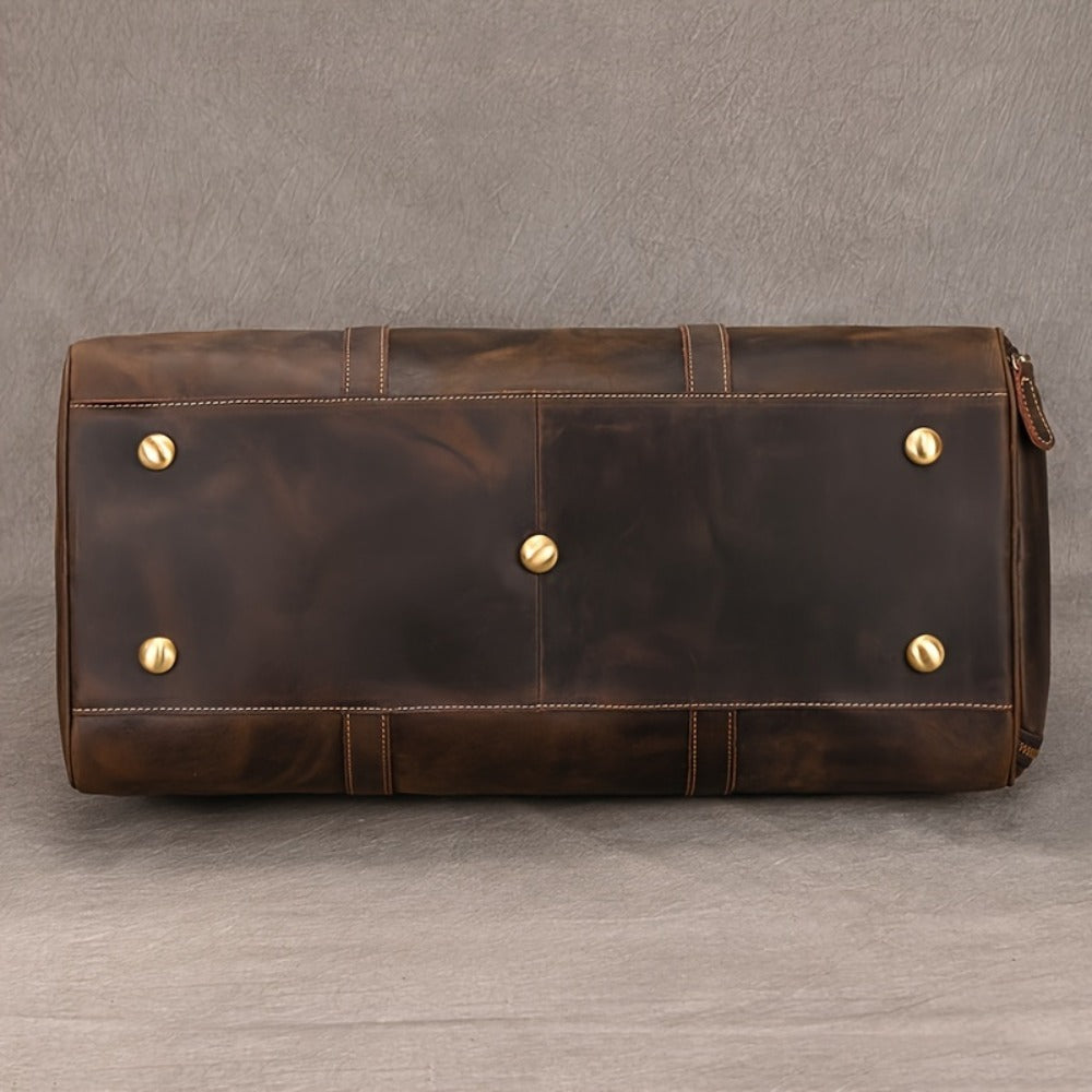 Gym Duffel Bag – for Travel, Genuine Cowhide Leather Weekender Shoe – detail view 12