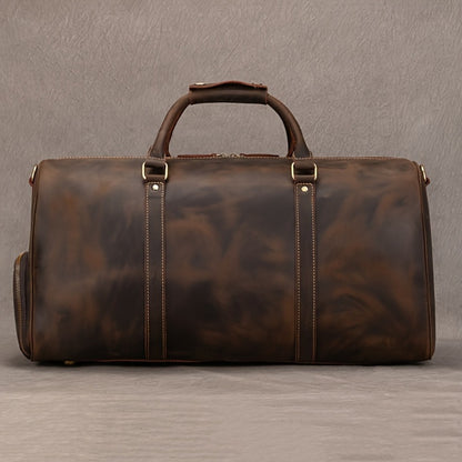 Gym Duffel Bag – for Travel, Genuine Cowhide Leather Weekender Shoe – detail view 13