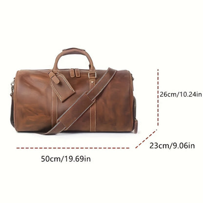Gym Duffel Bag – for Travel, Genuine Cowhide Leather Weekender Shoe – alternate view