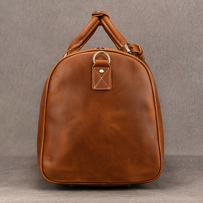 Gym Duffel Bag – for Travel, Genuine Cowhide Leather Weekender Shoe – detail view 3