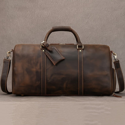 Gym Duffel Bag – for Travel, Genuine Cowhide Leather Weekender Shoe – detail view 5