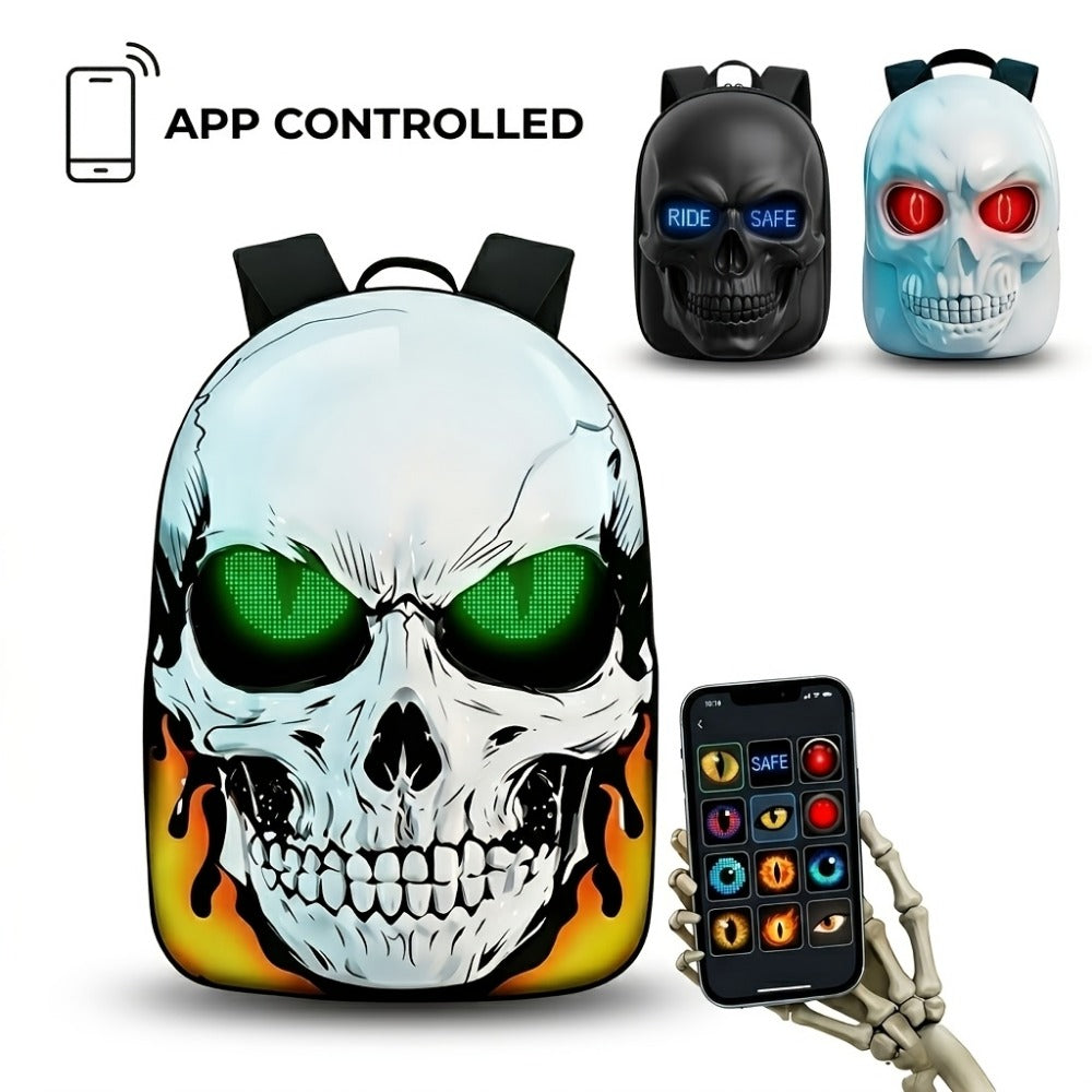 Laptop Backpack – Large Capacity, Led Skull Programmable App Controlled | Bag Vero – front view