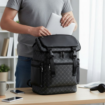 Laptop Backpack – PU Leather, Large Capacity, for Travel & Work | Bag Vero – front view