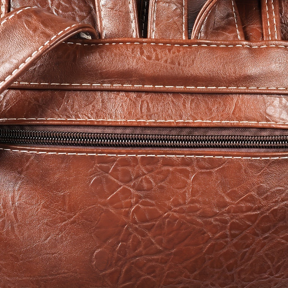 Laptop Backpack – 11 Pockets, PU Leather, Convertible, for Travel & Work – detail view 12