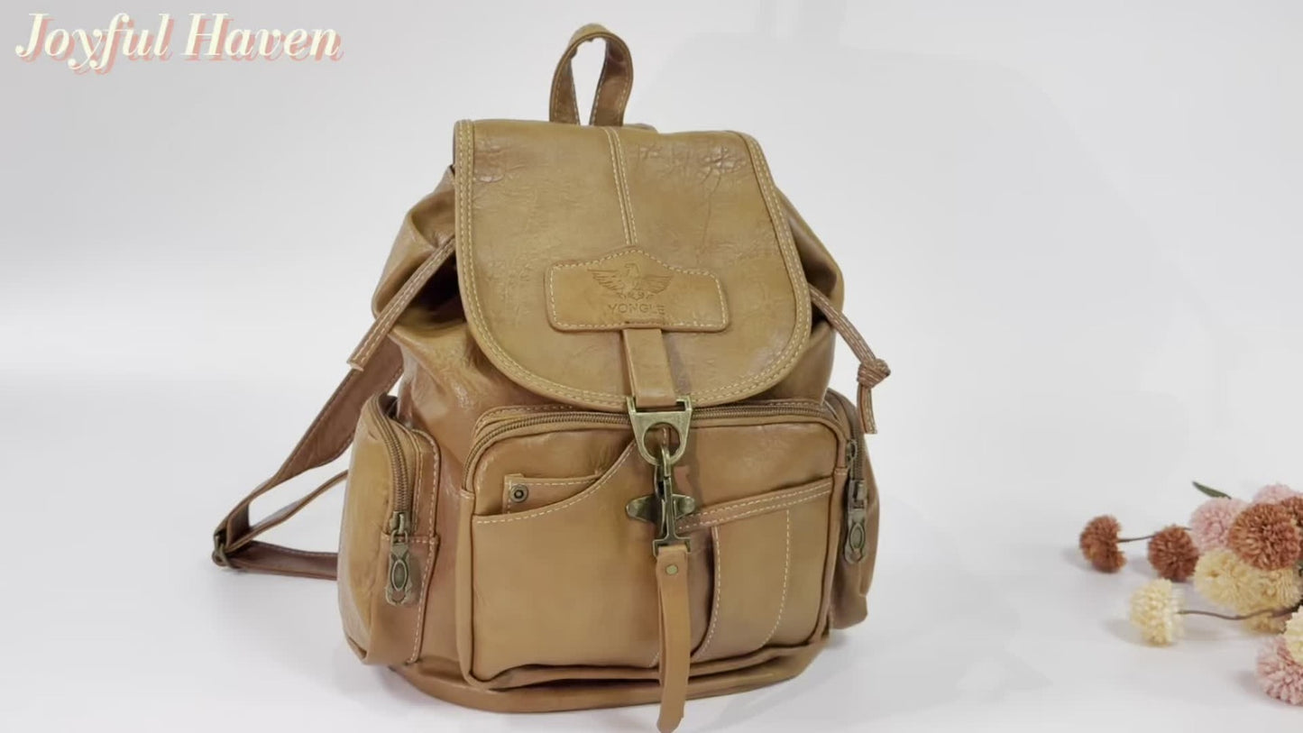 Laptop Backpack – 11 Pockets, PU Leather, Convertible, for Travel & Work – detail view 13