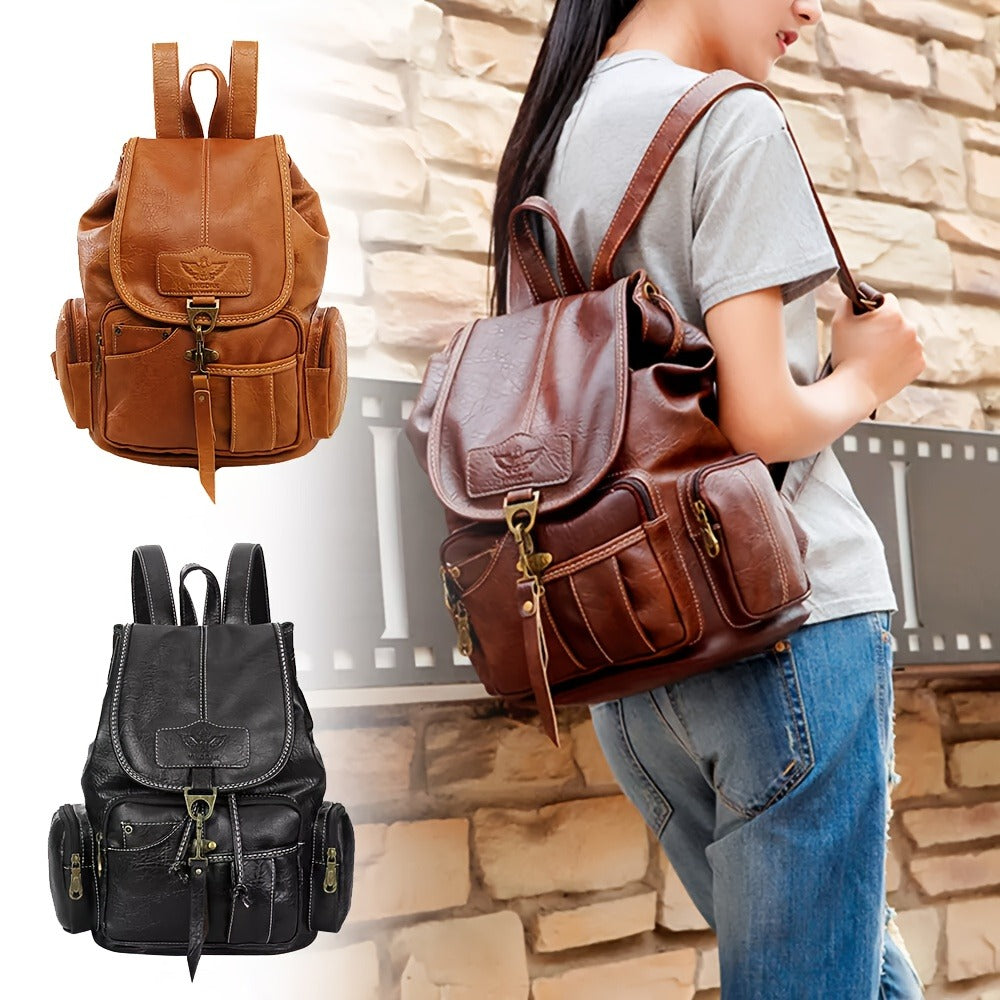 Laptop Backpack – 11 Pockets, PU Leather, Convertible, for Travel & Work – detail view 14