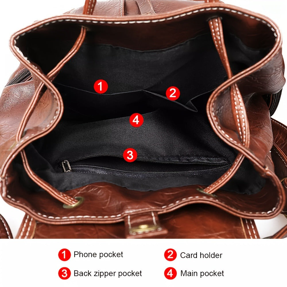 Laptop Backpack – 11 Pockets, PU Leather, Convertible, Waterproof – detail view 6