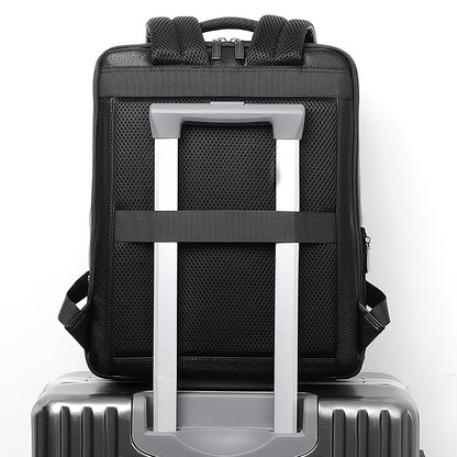 Laptop Backpack – 15.6 Inch, Genuine Leather, USB Charging, for Travel & Work – detail view 12