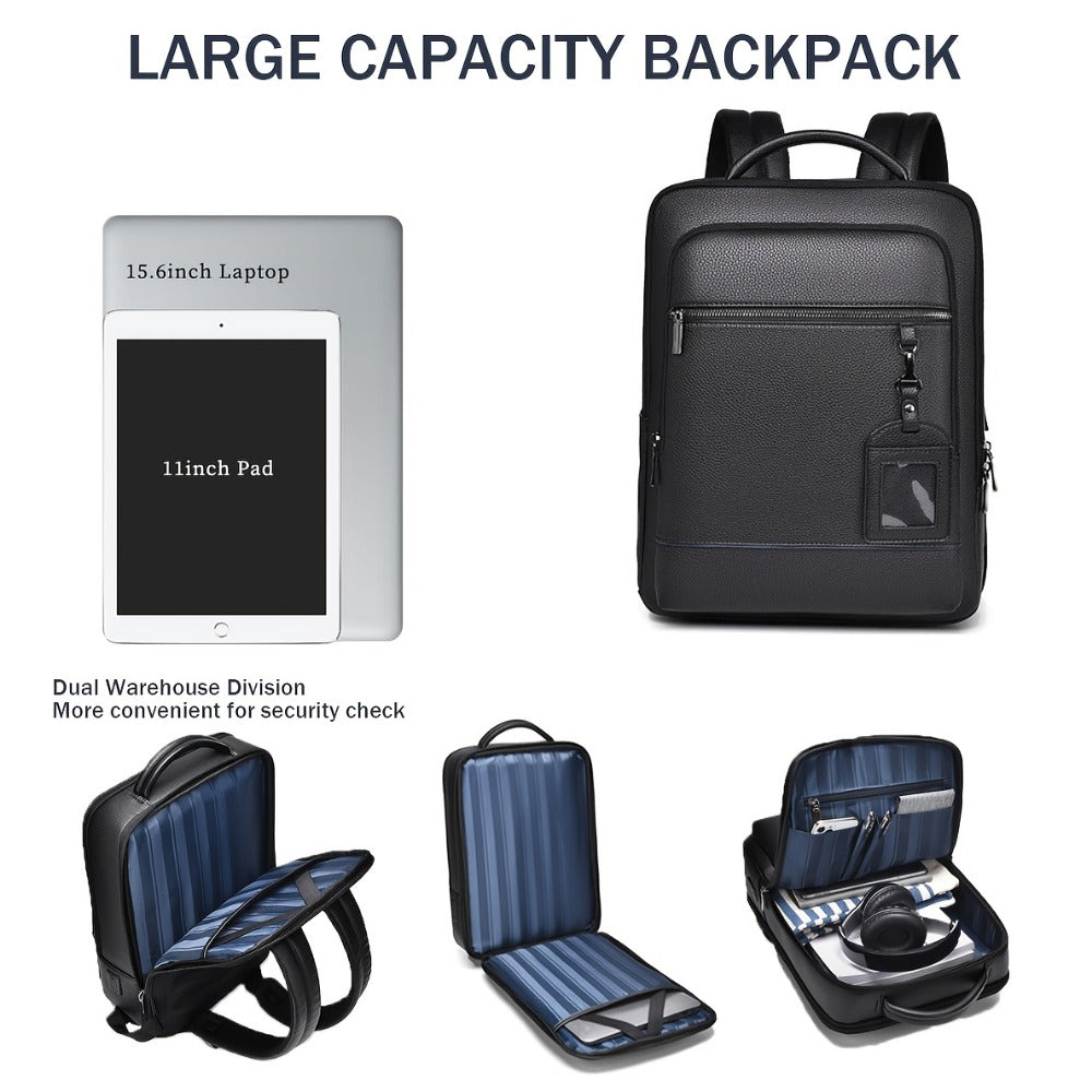 Laptop Backpack – 15.6 Inch, Genuine Leather, USB Charging, for Travel & Work – detail view 6