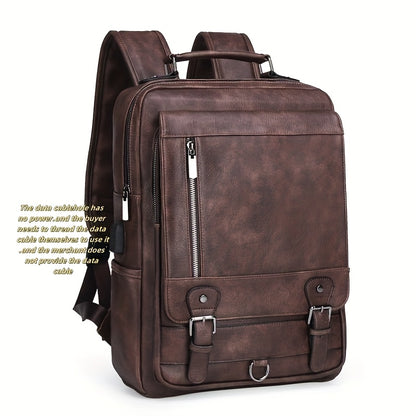 Laptop Backpack – 15.6 Inch, PU Leather, USB Charging, Anti Theft – detail view 18