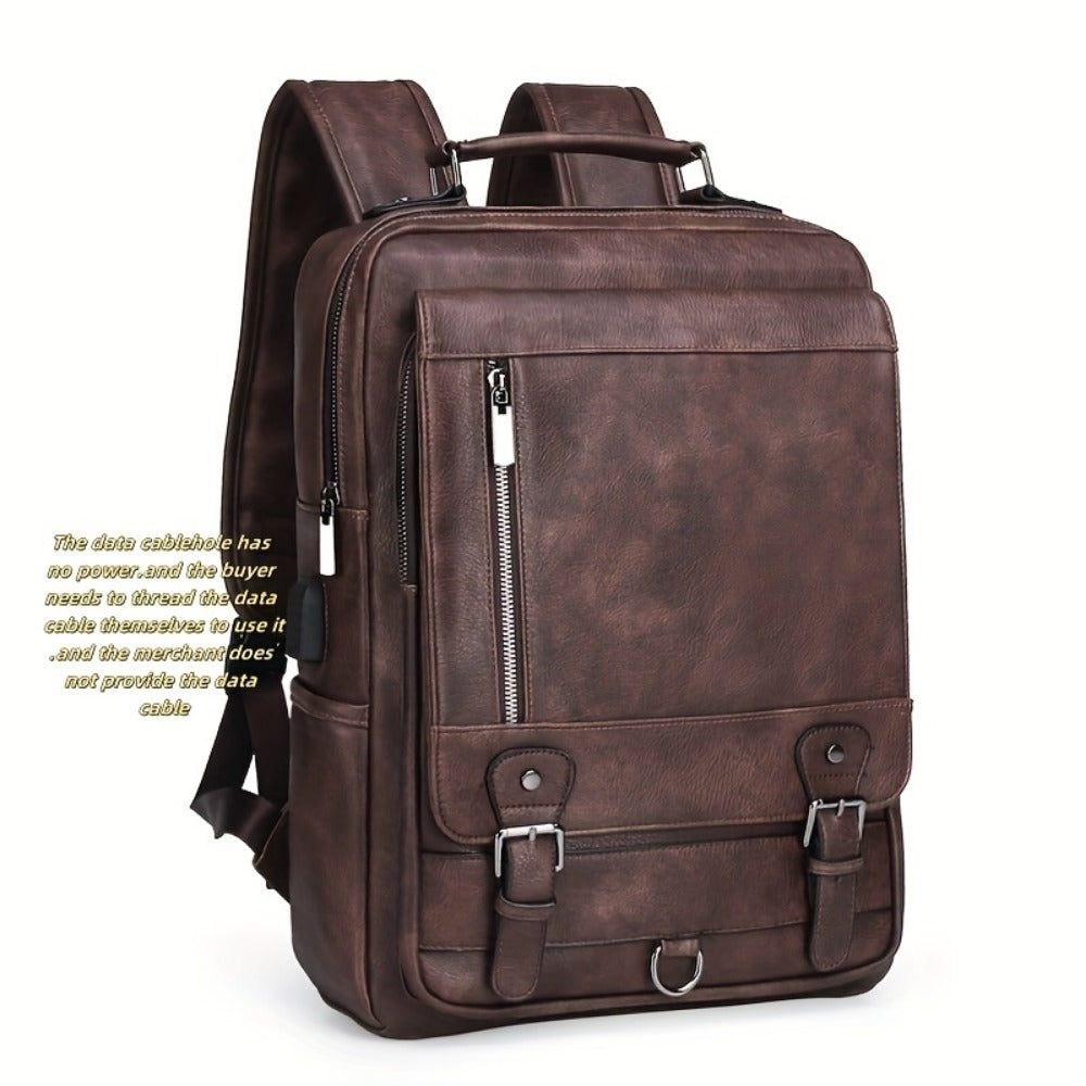 Laptop Backpack – 15.6 Inch, PU Leather, USB Charging, Anti Theft – detail view 5
