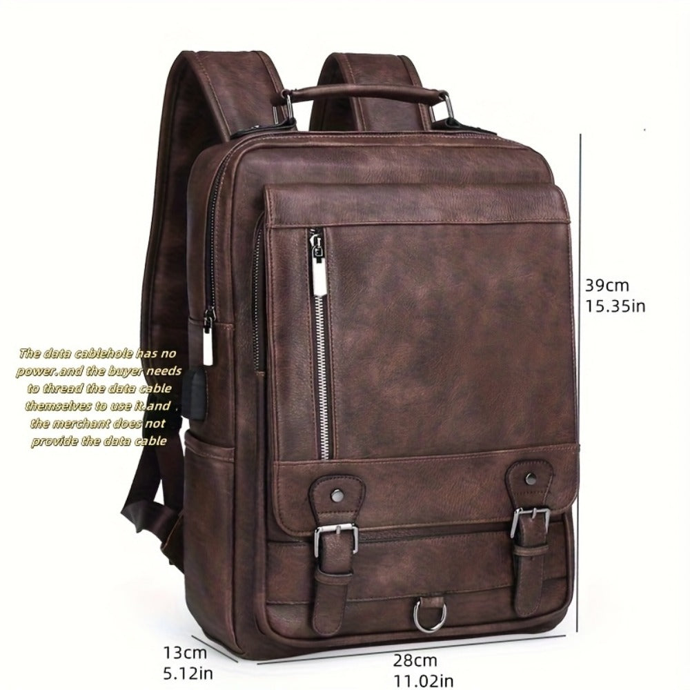 Laptop Backpack – 15.6 Inch, PU Leather, USB Charging, Anti Theft – detail view 7