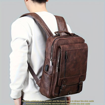 Laptop Backpack – 15.6 Inch, PU Leather, USB Charging, for Work & Everyday Use – detail view 3
