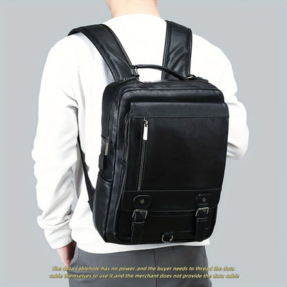 Laptop Backpack – 15.6 Inch, PU Leather, USB Charging, for Work & Everyday Use – detail view 5