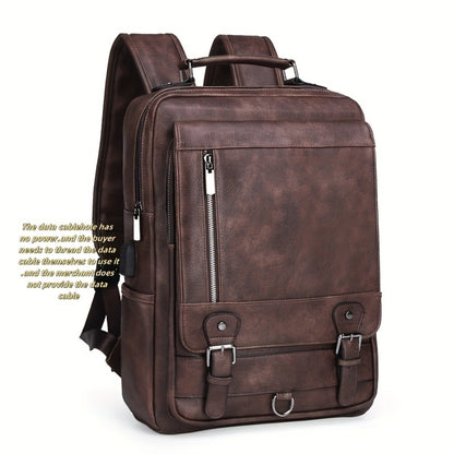 Laptop Backpack – 15.6 Inch, PU Leather, USB Charging, for Work & Everyday Use – detail view 6
