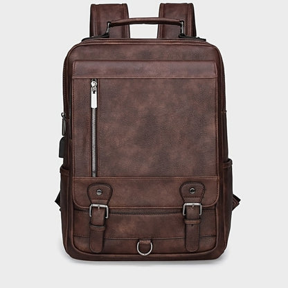 Laptop Backpack – 15.6 Inch, PU Leather, USB Charging, for Work & Everyday Use – detail view 7