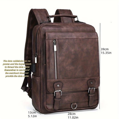 Laptop Backpack – 15.6 Inch, PU Leather, USB Charging, for Work & Everyday Use – detail view 8