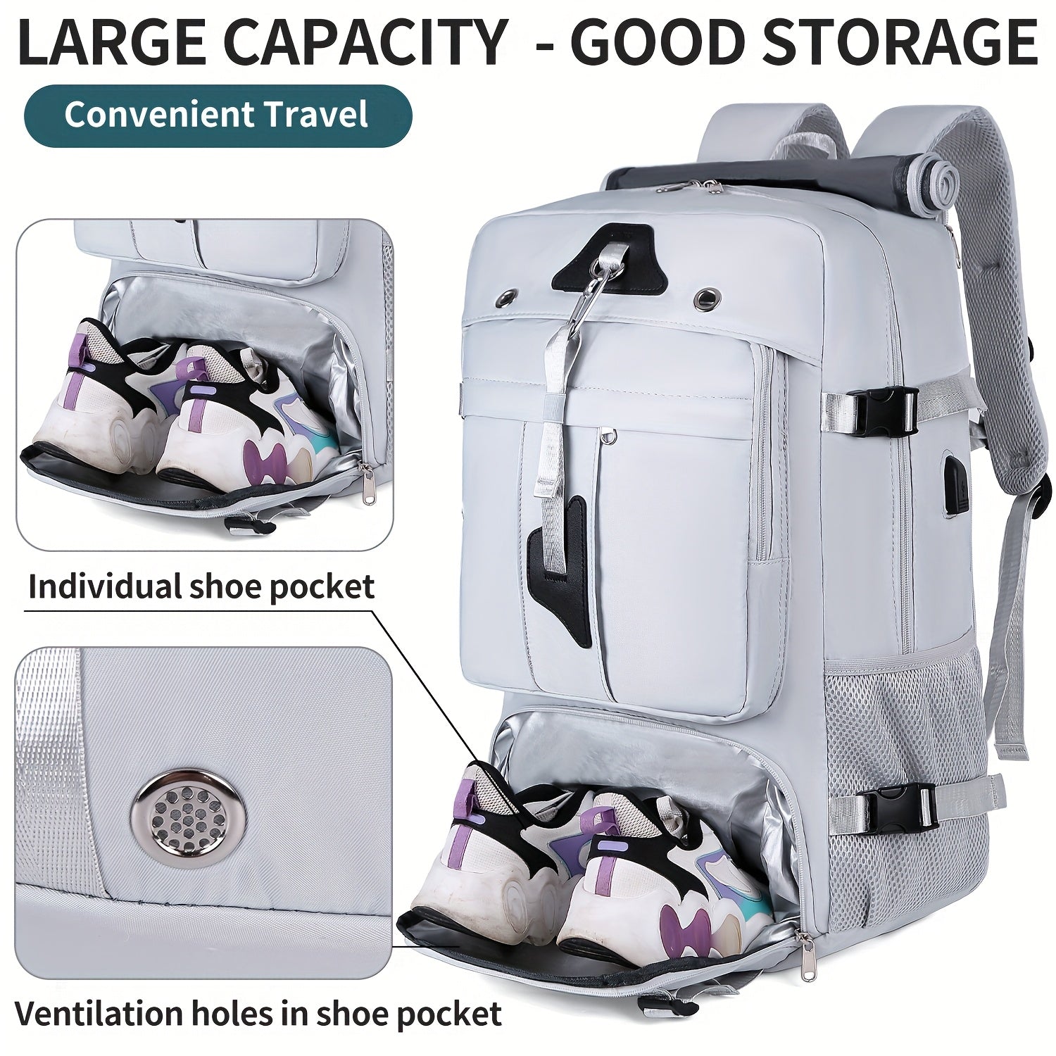 Laptop Backpack – 15.6 Inch, USB Charging, Large Capacity, for Travel – detail view 18