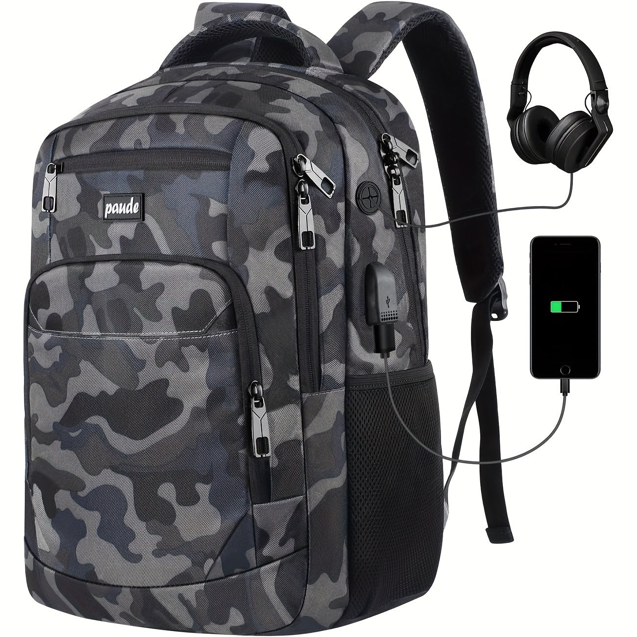 Laptop Backpack – 9 Colors, 15.6 Inch, USB Charging, for Travel & School – detail view 2
