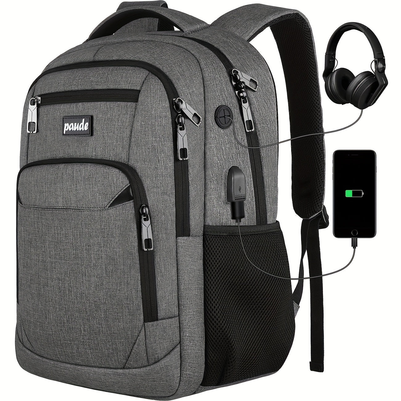 Laptop Backpack – 9 Colors, 15.6 Inch, USB Charging, for Travel & School – detail view 8