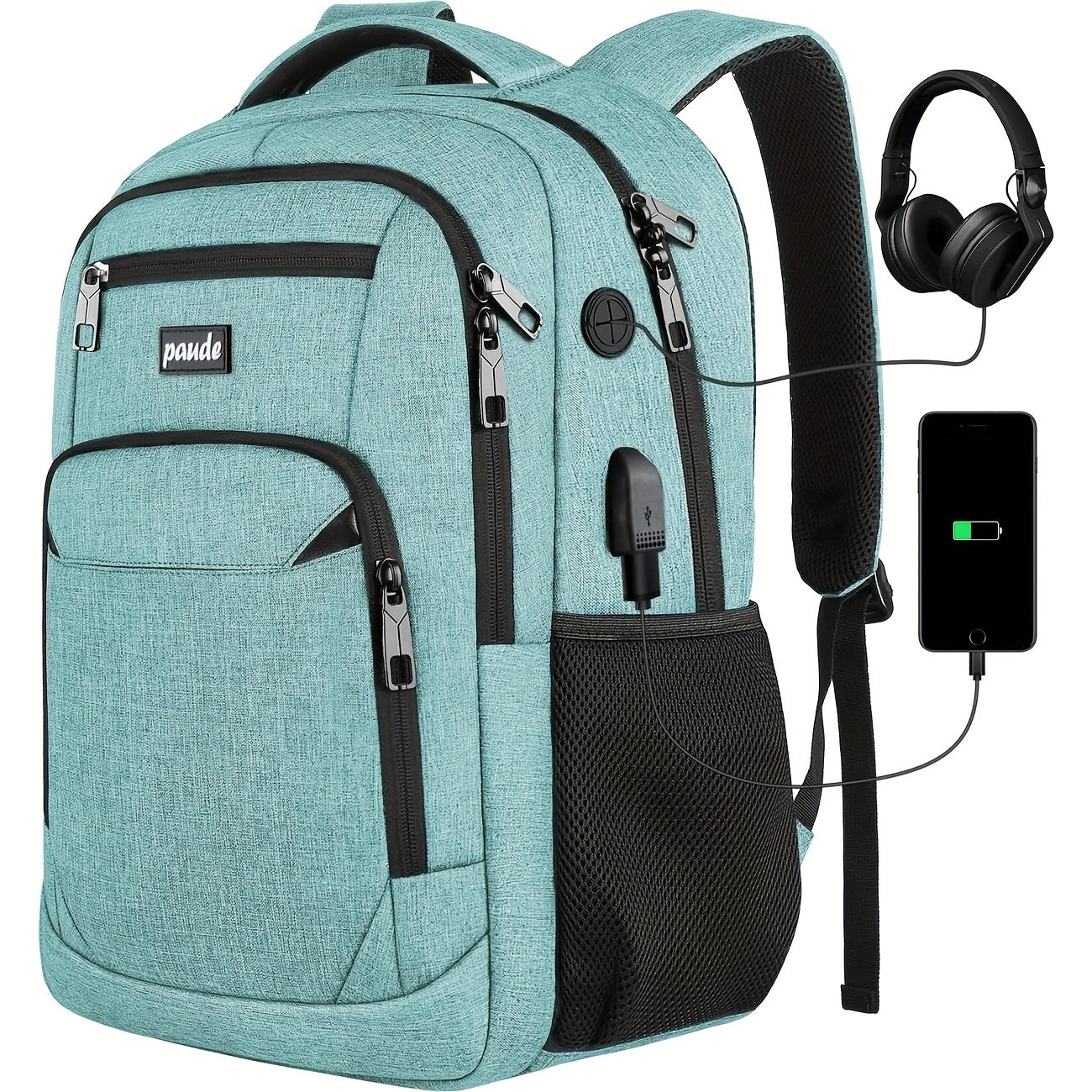 Laptop Backpack – 9 Colors, 15.6 Inch, USB Charging, for Travel & School – detail view 4