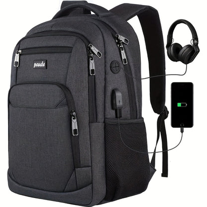 Laptop Backpack – 9 Colors, 15.6 Inch, USB Charging, for Travel & School – front view