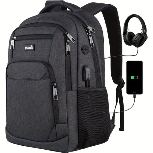 Laptop Backpack – 9 Colors, 15.6 Inch, USB Charging, for Travel & School – front view