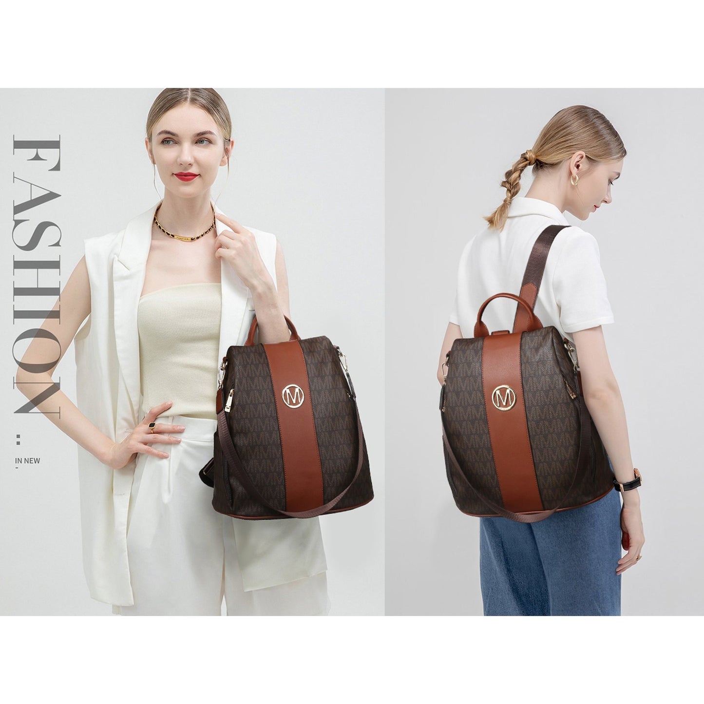 Laptop Backpack – 2 Piece, 10 Colors, Vegan Leather, Anti-Theft – detail view 15