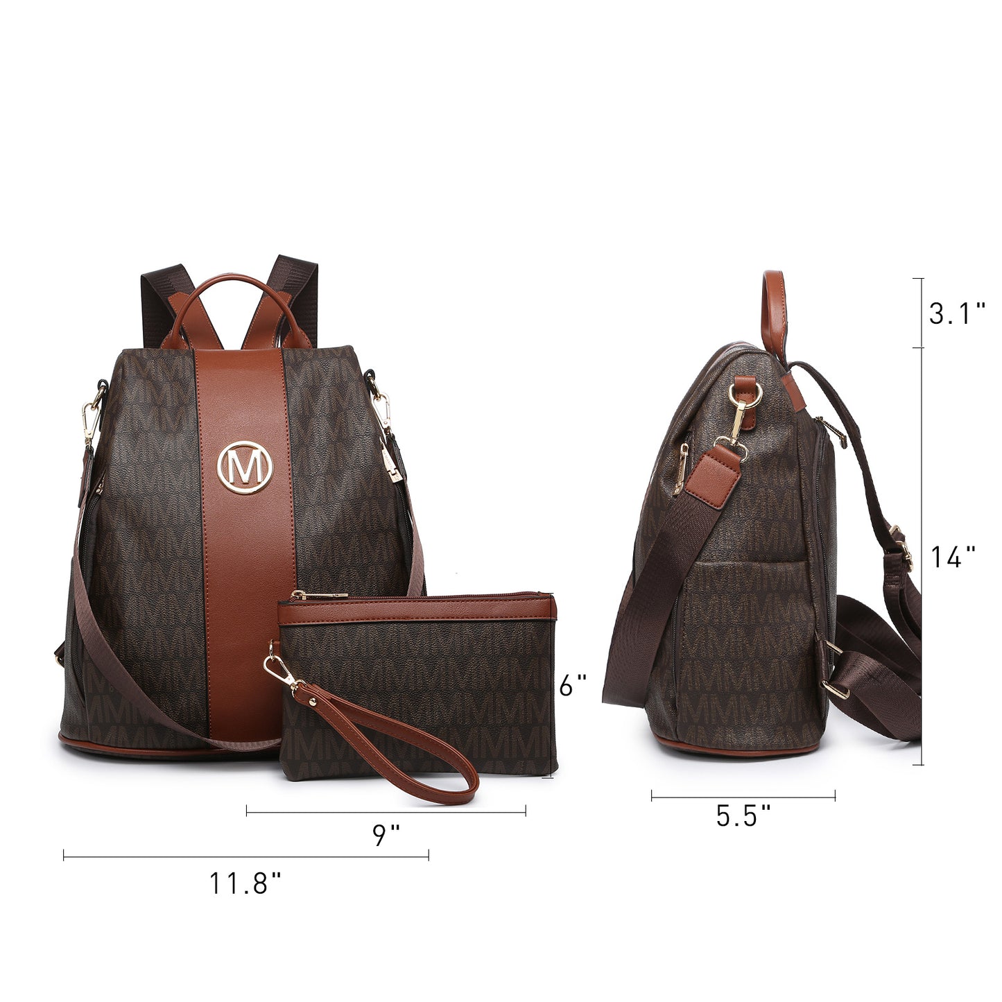 Laptop Backpack – 2 Piece, 10 Colors, Vegan Leather, Anti-Theft – detail view 20