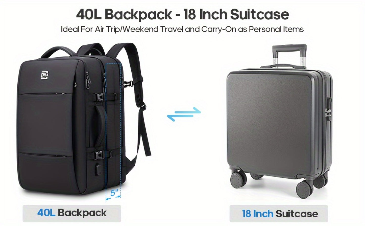 Laptop Backpack – 40L, 17 Inch, Expandable, for Travel – detail view 13