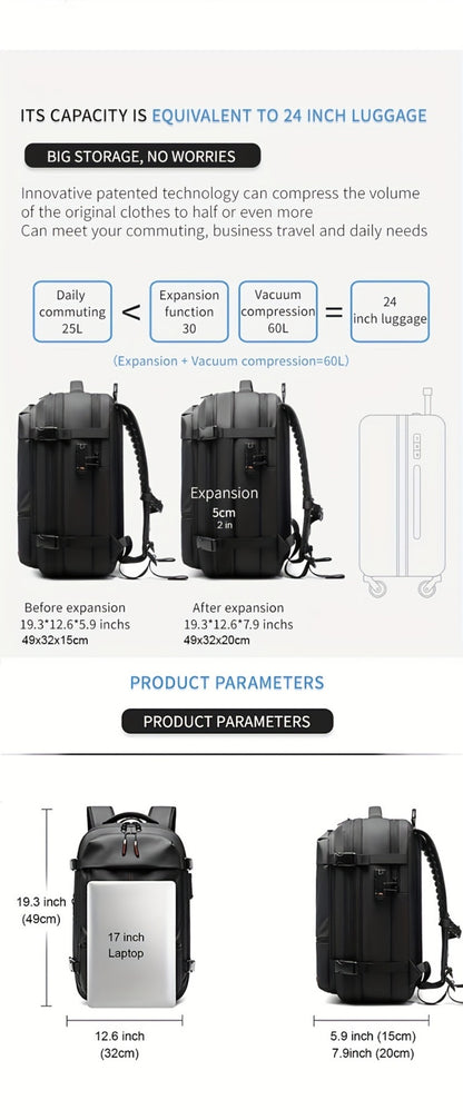 Laptop Backpack – 60L, TSA Lock, Anti-Theft, for Travel – detail view 14