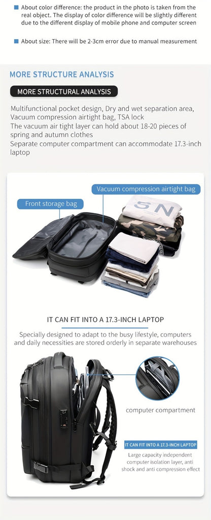 Laptop Backpack – 60L, TSA Lock, Anti-Theft, for Travel – detail view 15