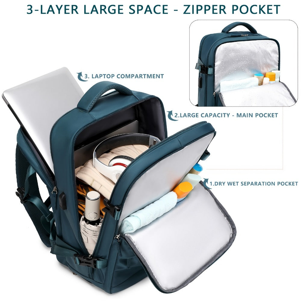 Laptop Backpack – 8 Colors, Nylon, USB Charging, for Travel & Work – detail view 13