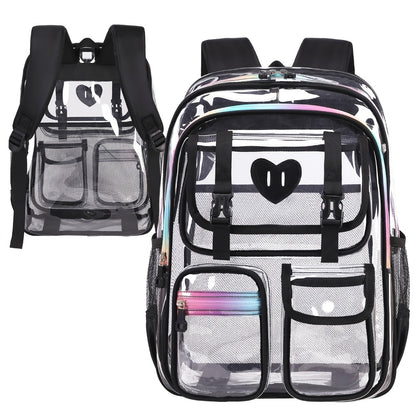 Laptop Backpack – PVC, Clear, Transparent, Multi-Pocket – detail view 4