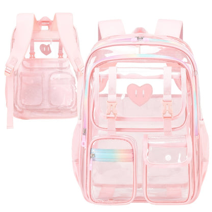 Laptop Backpack – PVC, Clear, Transparent, Multi-Pocket – detail view 7