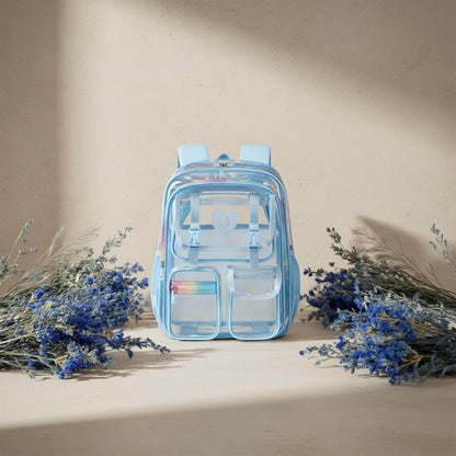 Laptop Backpack – PVC, Clear, Transparent, Multi-Pocket – detail view 8