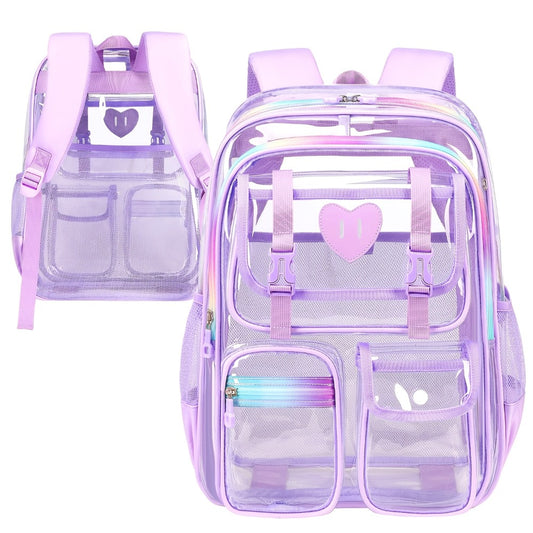 Laptop Backpack – PVC, Clear, Transparent, Multi-Pocket – front view