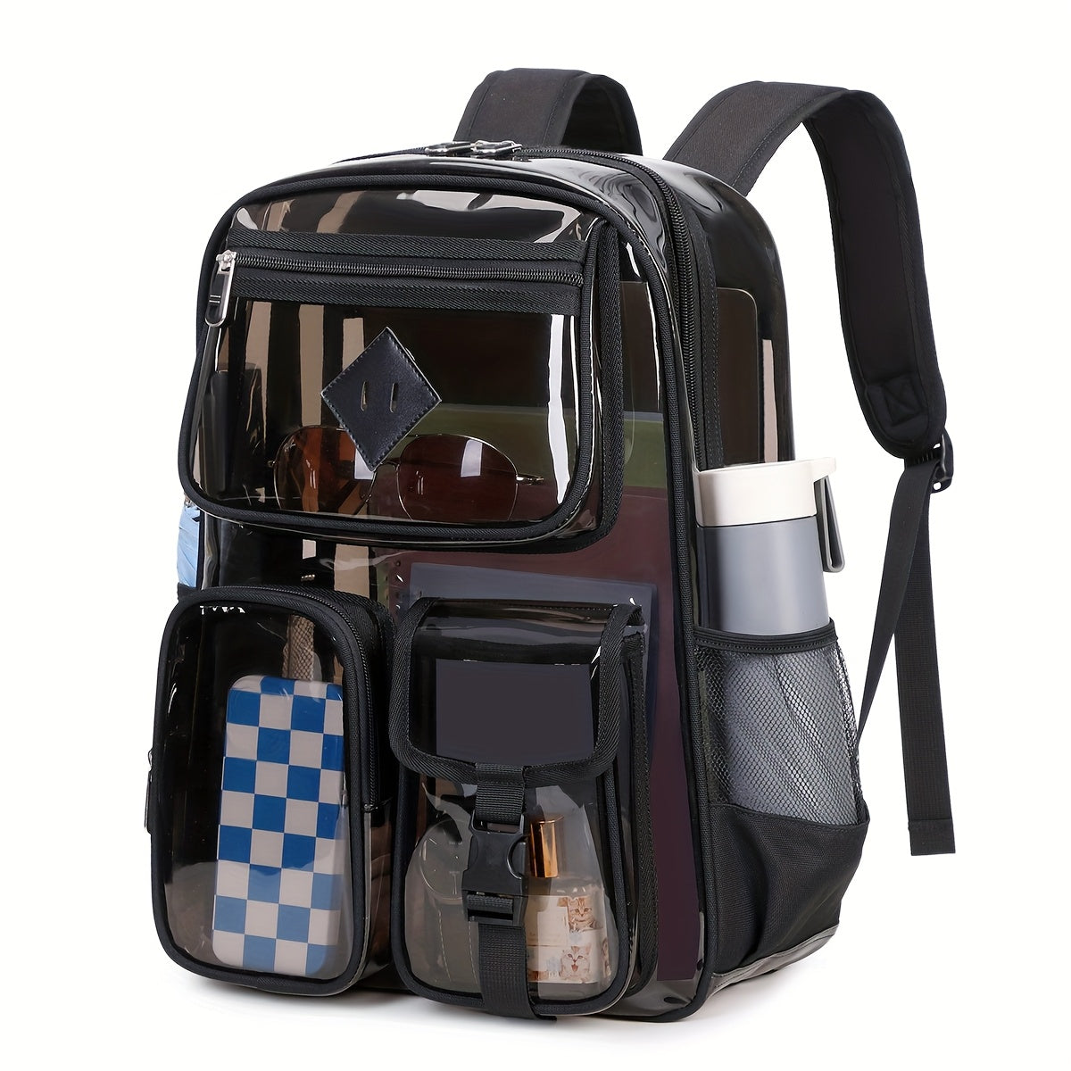 Laptop Backpack – PVC, Clear, Large Capacity, Transparent – front view - product view 15