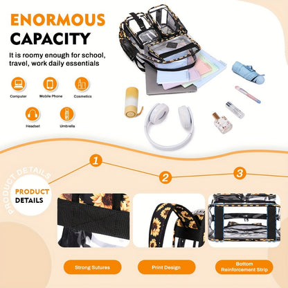 Laptop Backpack – PVC, Clear, Large Capacity, Transparent – detail view 6