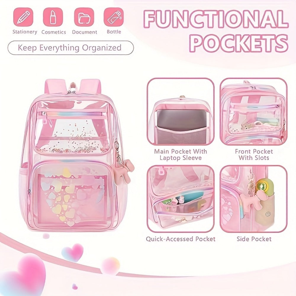 Laptop Backpack – PVC, Clear, Waterproof, Transparent – detail view 2