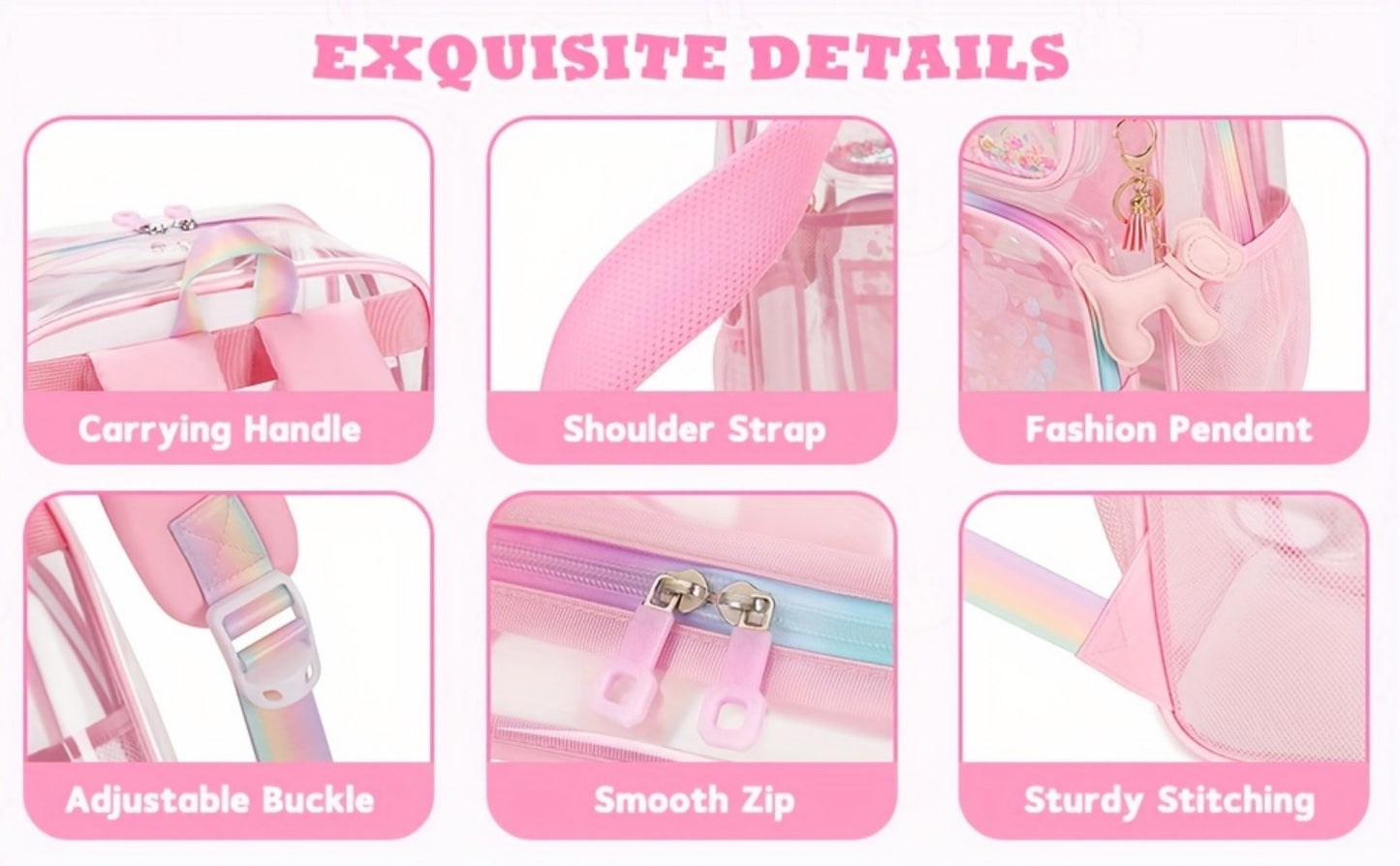 Laptop Backpack – PVC, Clear, Waterproof, Transparent – detail view 9