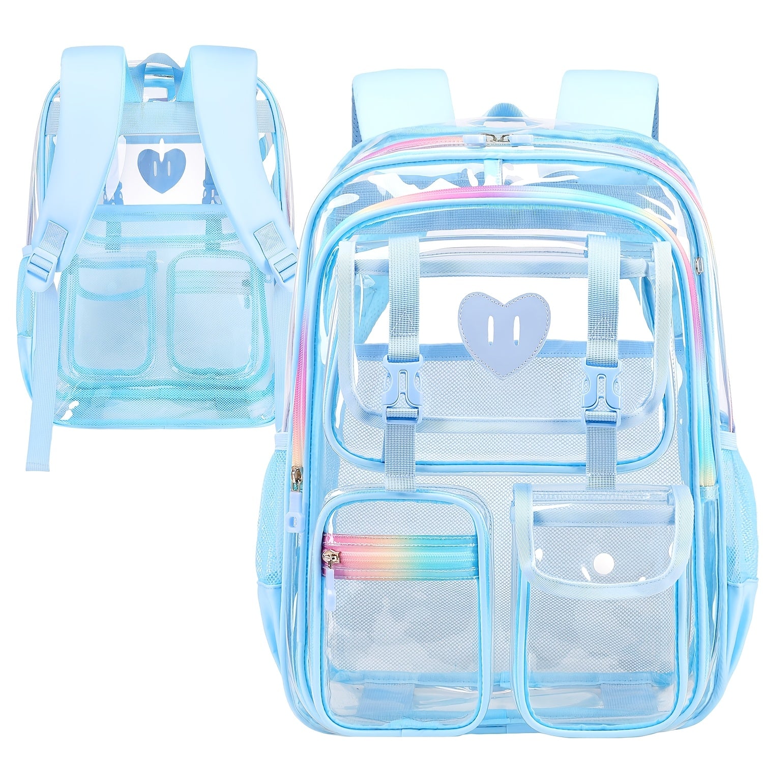Laptop Backpack – PVC, Clear, Transparent, for Travel & School – alternate view