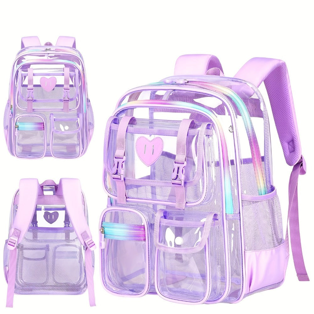 Laptop Backpack – PVC, Clear, Transparent, for Travel & School – detail view 14