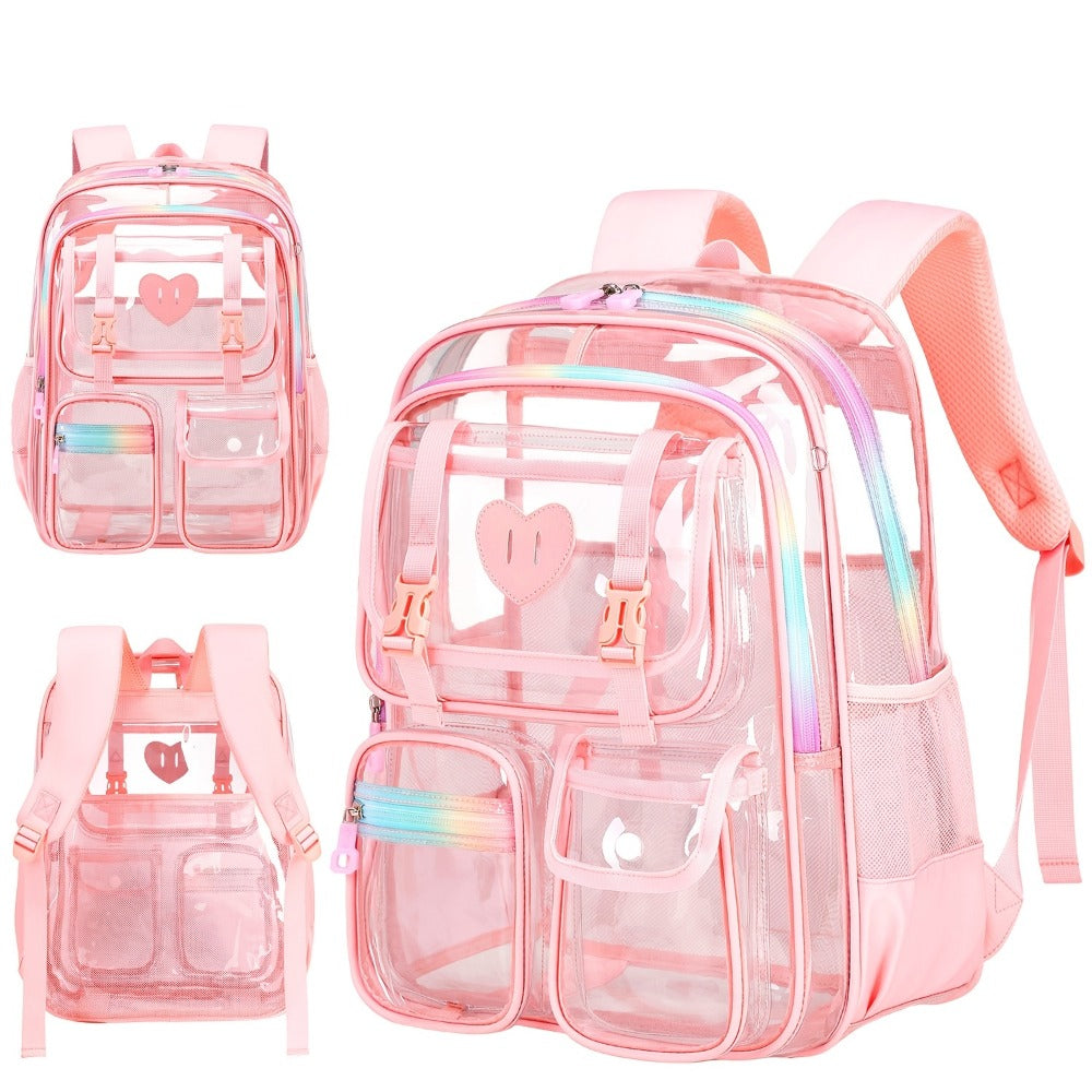 Laptop Backpack – PVC, Clear, Transparent, for Travel & School – detail view 15