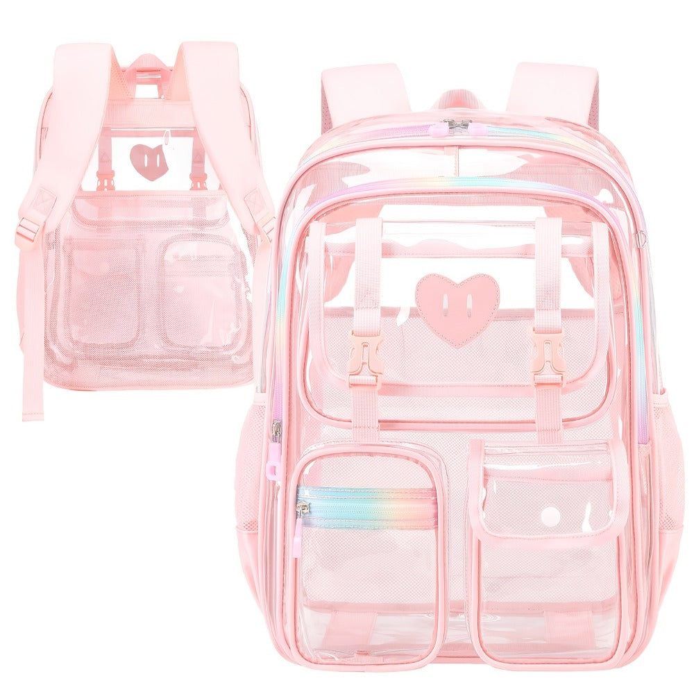 Laptop Backpack – PVC, Clear, Transparent, for Travel & School – detail view 11