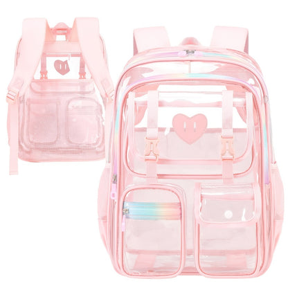 Laptop Backpack – PVC, Clear, Transparent, for Travel & School – detail view 11