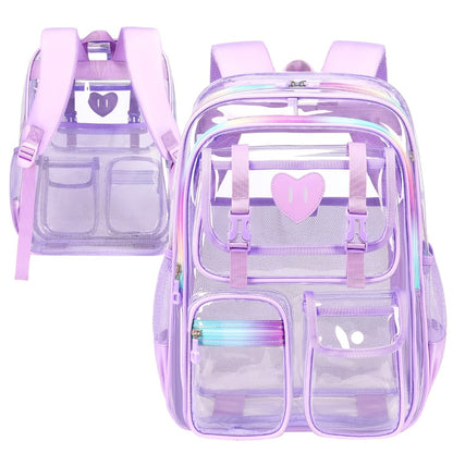 Laptop Backpack – PVC, Clear, Transparent, for Travel & School – front view