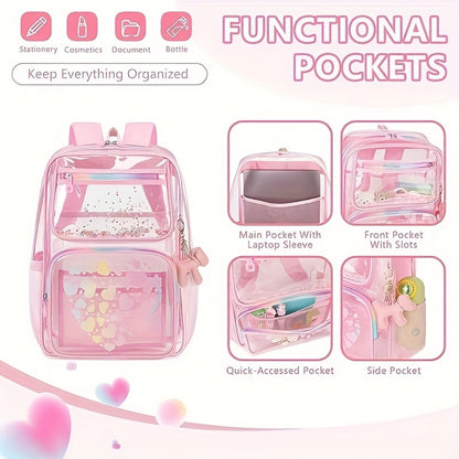 Laptop Backpack – PVC, Clear, Transparent, Waterproof – detail view 2