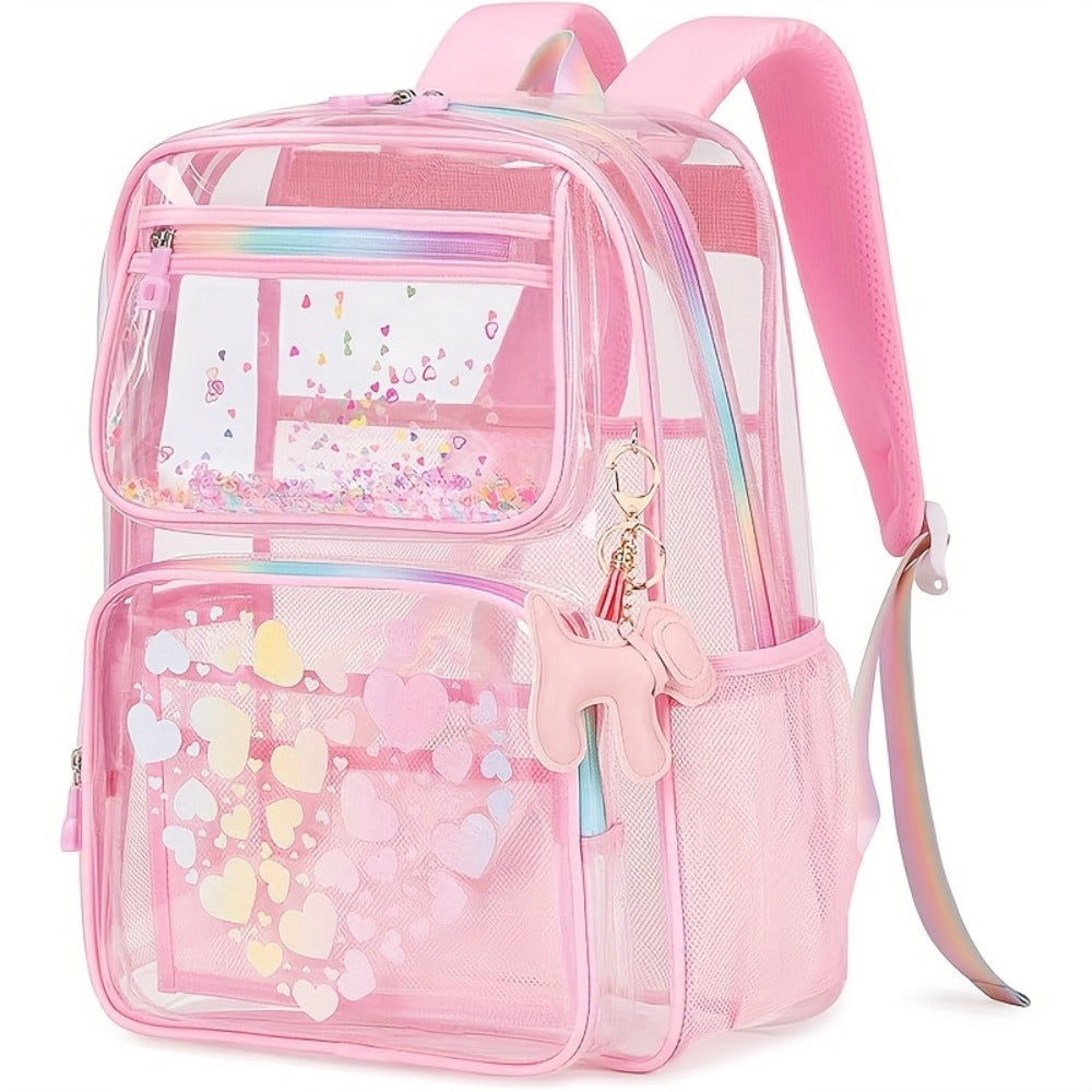 Laptop Backpack – PVC, Clear, Transparent, Waterproof – front view