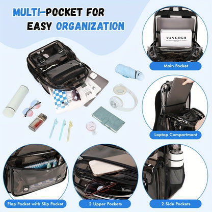 Laptop Backpack – PVC, Clear, Large Capacity, Transparent – detail view 8